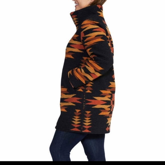 Pendleton Ladies' Wool Blend Walker Coat nwt grey Charcoal Desert Mesa Jacquard - Picture 4 of 7